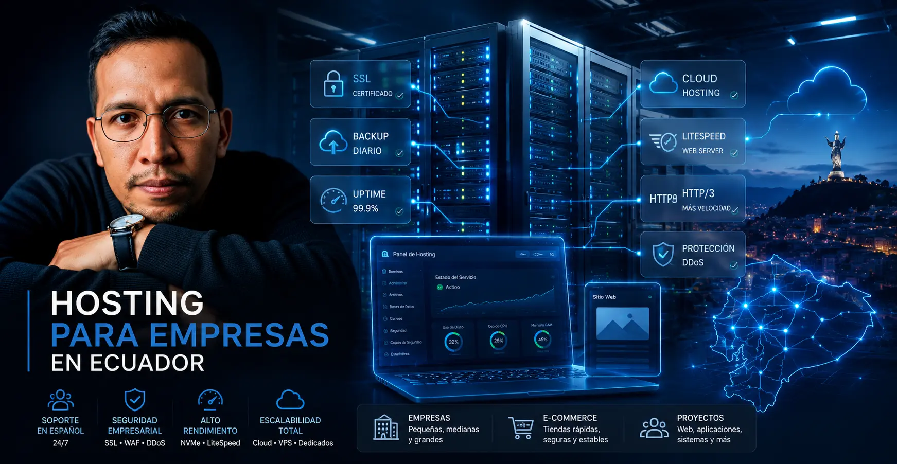 Hosting empresarial en Ecuador para sitios web corporativos